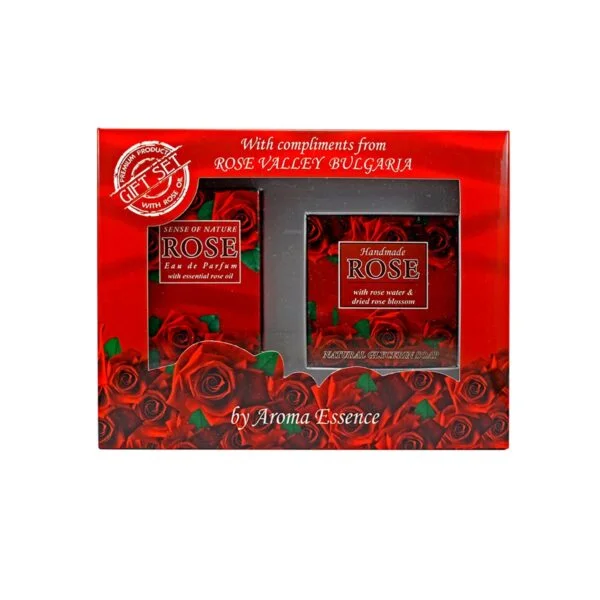 Set- red rose- box- Glycerin Soap and Eau de Parfum