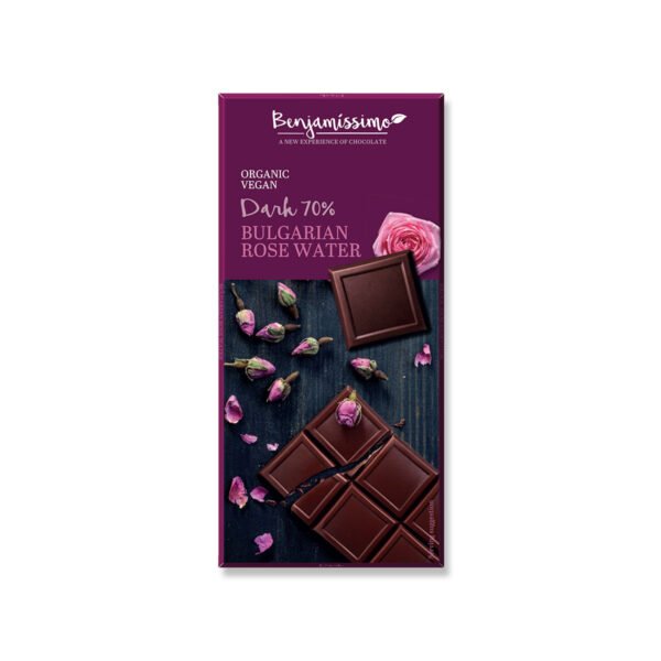 ORGANIC CHOCOLATE WITH ROSE WATER- 70% DARK CHOCOLATE