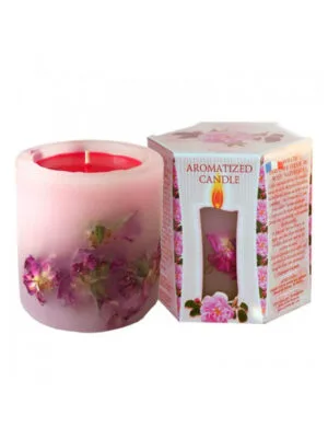 Handmade Bulgarian Rose Candle – Natural Petal Appliques, 200g