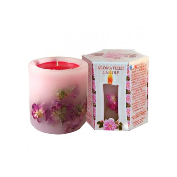 Handmade Bulgarian Rose Candle – Natural Petal Appliques, 200g